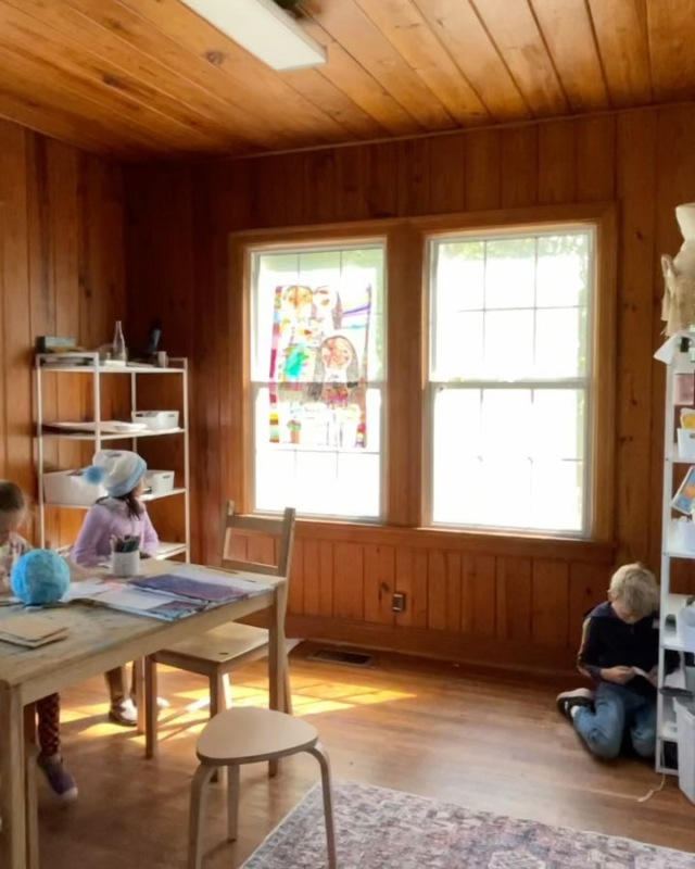 A family portrait in the works! As we began to talk display for EAST, we realized that the piece looked like stained glass when mounted against the window.  We all took time to sit with the piece and feel it’s presence.  It has been a dedicated, inspired week of creation! Come and view it on display Saturday, November 11! #rifugioaustin #eastaustinstudiotour #reggioemilia